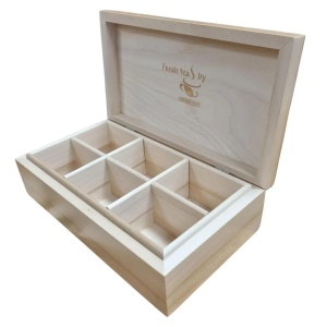 Wooden Tea Box with 6 Compartments and a Choice of 2 Colors - Img 2