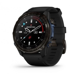 Garmin Descent™ Mk3i – 51 мм|Carbon grey DLC титан с черна силиконова каишка - Смарт часовник