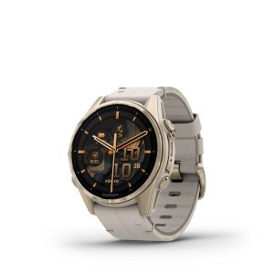 GARMIN FĒNIX® 8 - 43 мм, AMOLED, Sapphire - Soft Gold with Limestone Leather Strap