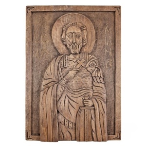 Hand-carved Icon of Saint Mina