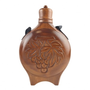 Hand-carved wooden wedding flask with a 200 ml glass container