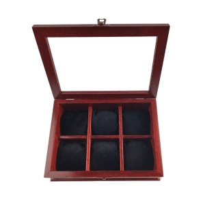 Luxurious Wooden Box for Storing 6 Watches in Burgundy Color - Img 2