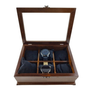 Luxury Wooden Box for Storing 6 Watches in Walnut Color