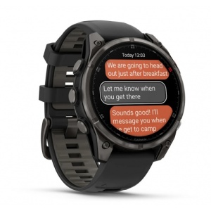 Garmin Fēnix® 8 Pro – 47 mm, AMOLED, Sapphire - Carbon grey DLC titanium с Black/pebble grey силиконова каишка - Смарт часовник - Img 3