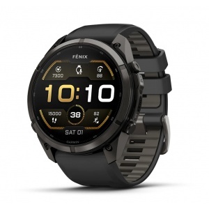 Garmin fēnix® 9 Pro - 51 мм Carbon Gray DLC Titanium с Black/Pebble Grey силиконова каишка