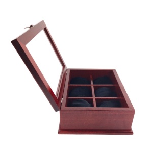 Luxurious Wooden Box for Storing 6 Watches in Burgundy Color - Img 3