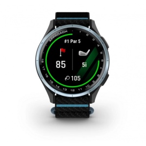 Garmin Approach® J1 Cloud blue алуминиев безел с black/azure ComfortFit каишка - Смарт часовник - Img 2