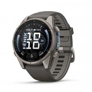 Garmin fēnix® 9 - 43 мм Titanium с Pebble Grey силиконова каишка