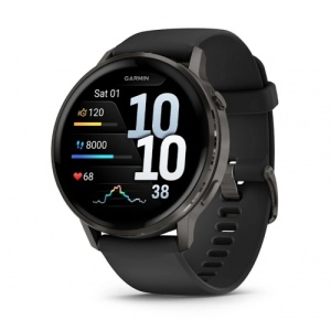 Garmin Venu® 4 - 45 мм, Slate с Black силиконова каишка - Смарт часовник