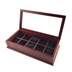 Luxury Wooden Box for Storing 10 watches in Burgundy Color - Img 2