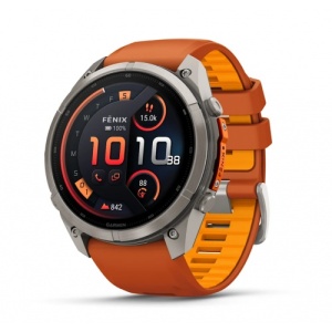 Garmin fēnix® 9 Pro, inReach® - 51 мм Titanium с Autumn Orange/Spark Orange силиконова каишка