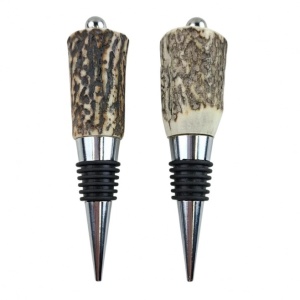 Luxury Wine Bottle Stopper Made of German Steel and Deer Antler