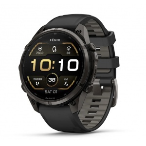 Garmin fēnix® 9 Pro - 47 мм Carbon Gray DLC Titanium с Black/Pebble Grey силиконова каишка