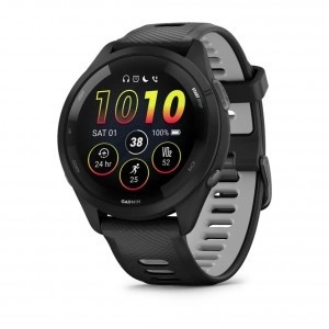 Garmin Forerunner 265 Black Bezel and Case with Black/Powder Grеy Silicone Strap Smart Watch