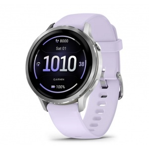 Garmin Venu® 4 - 41 мм, Silver с Periwinkle силиконова каишка - Смарт часовник