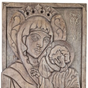 Solid wood carved icon of the Holy Virgin Mary - Img 2