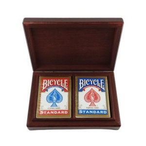 Double Wooden Box with Gift Playing Cards