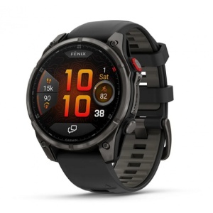 Garmin Fēnix® 8 Pro – 47 mm, AMOLED, Sapphire - Carbon grey DLC titanium с Black/pebble grey силиконова каишка - Смарт часовник