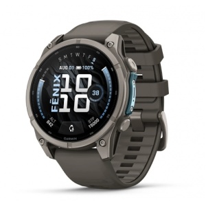 Garmin fēnix® 9 - 47 мм Titanium с Pebble Grey силиконова каишка