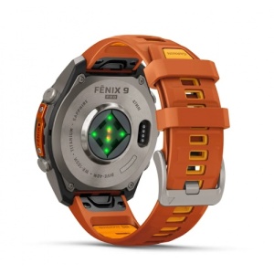 Garmin fēnix® 9 Pro, inReach® - 47 мм Titanium с Autumn Orange/Spark Orange силиконова каишка - Img 5