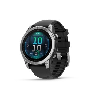 GARMIN FĒNIX® E - 47 mm, AMOLED - Stainless Steel with Black Silicone Strap