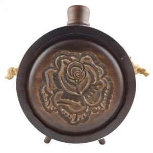 Hand-carved wooden flask Bulgarian Rose 700 ml.