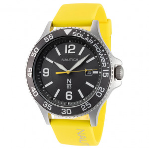 Nautica N83 Cocoa Beach Orologio Uomo 43mm: Movimento Solare, Quadrante Nero, Cinturino In Tela Di Cotone Riciclato