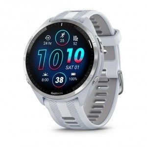 Garmin Forerunner 965 Titanium Bezel with Whitestone Case and Whitestone/Powder Grey Silicone Strap Smart Watch