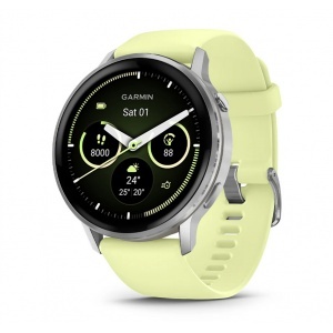 Garmin Venu® 4 - 45 мм, Silver с Citron силиконова каишка - Смарт часовник