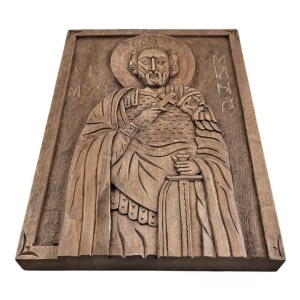 Hand-carved Icon of Saint Mina - Img 3