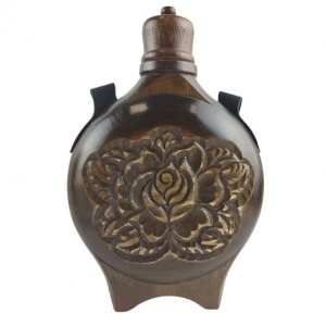 Hand-carved wooden flask Bulgarian Rose 200 ml