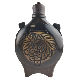 Hand-carved wooden rakia flask with a 200 ml glass container