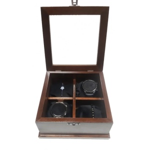 Luxury wooden watch box for 4 watches in walnut color - Img 1