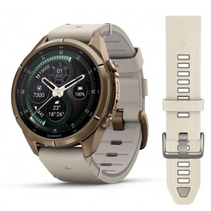 Garmin fēnix® 9 Pro, inReach® - 43 мм Autumn Gold Titanium с Bone кожена каишка