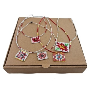 Handmade Beaded Necklace with Traditional Bulgarian Folk Patterns