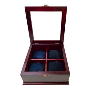 Luxury wooden watch box for 4 watches in burgundy color