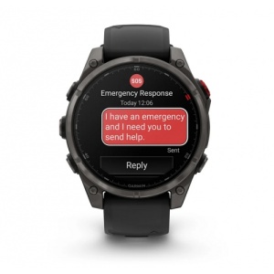 Garmin Fēnix® 8 Pro – 47 mm, AMOLED, Sapphire - Carbon grey DLC titanium с Black/pebble grey силиконова каишка - Смарт часовник - Img 2