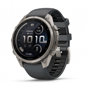 Garmin fēnix® 9 Pro, inReach® - 47 мм Titanium с Graphite/Black силиконова каишка