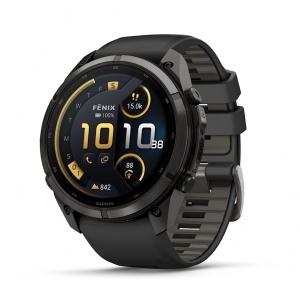 Garmin fēnix® 9 Pro, inReach® - 51 мм Carbon Gray DLC Titanium с Black/Pebble Grey силиконова каишка