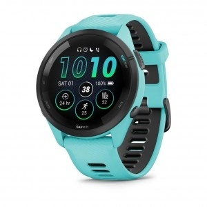 Garmin Forerunner 265 Black bezel with Aqua case and Aqua/Black silicone strap Smart watch