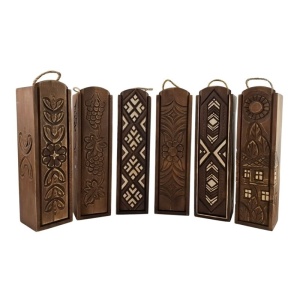 Luxury Hand-Carved Wooden Box for a 750 ml Wine Bottle – Unique One-of-a-Kind Designs