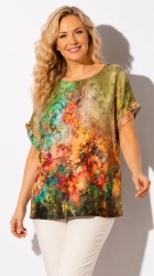 Bluza multicolora din vascoza, bust 120 cm - Img 7