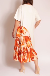 Rochie alba, OVERSIZE, tricot tip jerse si satin. - Img 4