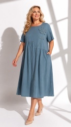 Rochie din bumbac, uni, cu floare 3D, crosetata, Bust maxim 122 cm. - Img 8