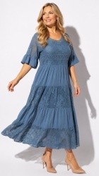 Rochie din dantela si panza din bumbac, bust 118 cm, Ana - Img 4