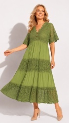 Rochie din dantela si panza din bumbac, bust 118 cm - Img 8