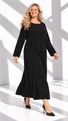 Rochie din velur raiat, bust 124 cm, cu volane - Img 6
