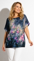 Bluza multicolora din vascoza, bust 120 cm - Img 4