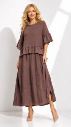 Rochie 2 piese din bumbac si In, bust max 120 cm - Img 4