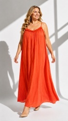Rochie din Batist cu insertie din dantela, cu bretele reglabile.